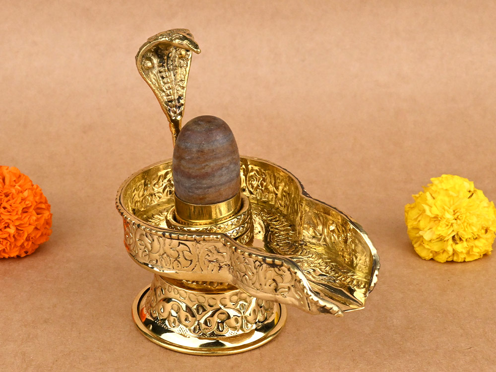 Narmada Lingam in Designer Brass Yoni Base - XXVII
