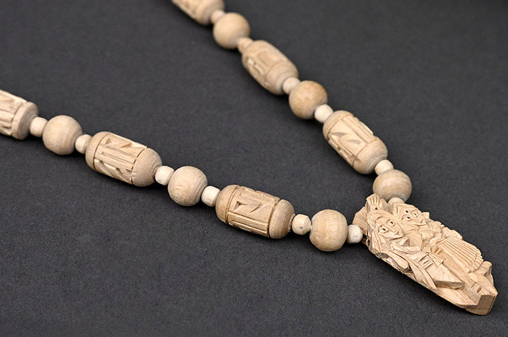Designer Tulsi Mala With Carved Radha Krishna Tulsi Pendant