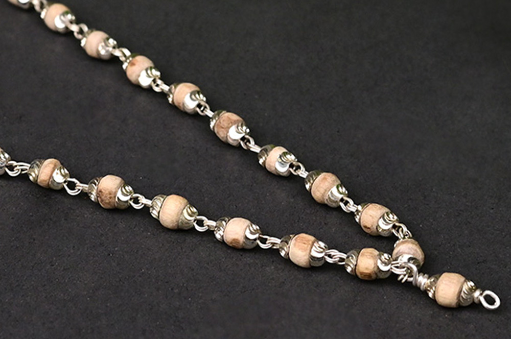 Tulsi Mala in Silver Designer Caps