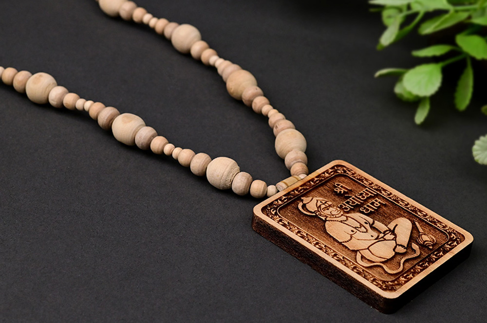 Ayodhya Dham Hanuman Pendant With Designer Tulsi Mala