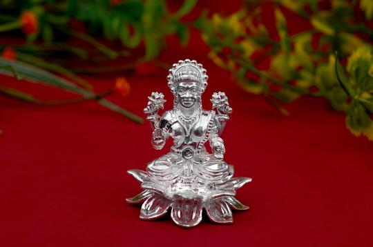Laxmi on Lotus (925 Sterling Silver)