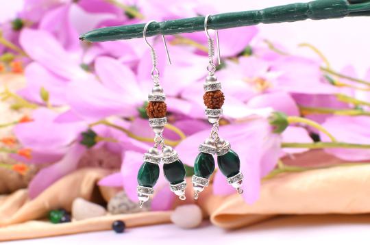 Rudraksha Malachite Earring