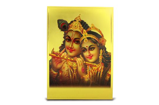 Radha Krishna Photo in Golden Sheet - Large II