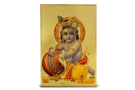 Bal Krishna Photo in Golden Sheet - Large