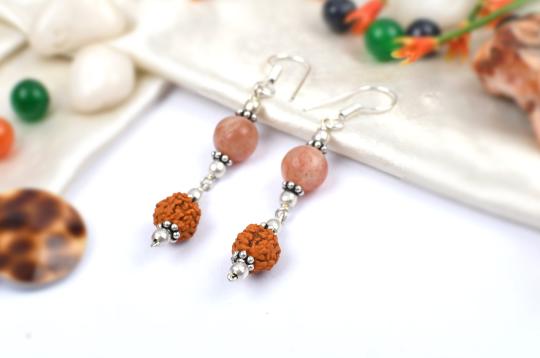 Rudraksha Sunstone Earring