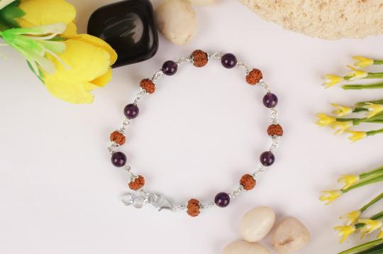 7 mukhi with Amethyst bracelet in Silver