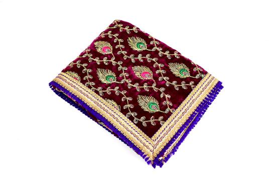 Mata Ki Chunri Velvet Embroidered Peacock With Tassel