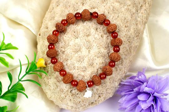 10 mukhi Krishna bracelet from Java with Carnelian beads
