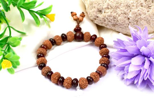 10 mukhi Krishna bracelet from Java with Red Sandalwood beads