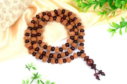 10 mukhi Krishna Mala from Java with Red Sandalwood beads