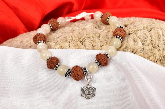 10 Mukhi Rudraksha and Moonstone Bracelet - I