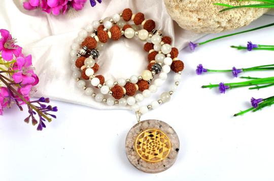 10 Mukhi Rudraksha and Moonstone Mala