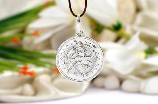 Hanuman locket in pure silver - III