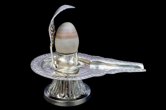 German Silver Yoni base with Narmada Lingam - XIII