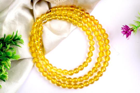 Citrine Mala - Round Faceted Beads
