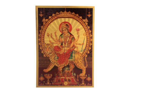 Durga Devi Photo in Golden Sheet - Large