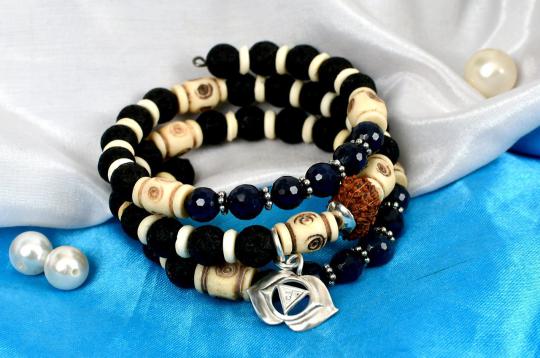 17 mukhi Rudraksha and Blue Sapphire Bracelet - III