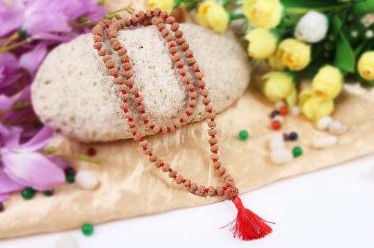 Rare 7 mukhi Mahalaxmi mala - 7mm button shape