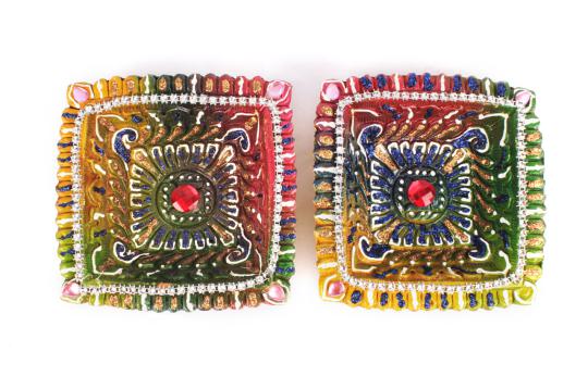 Designer Diwali Earthen Diyas - Set of 2 - Design I