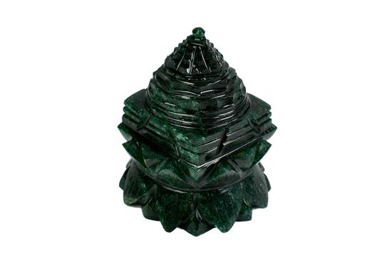 Green Jade Shree Yantra on Lotus - 174 gms