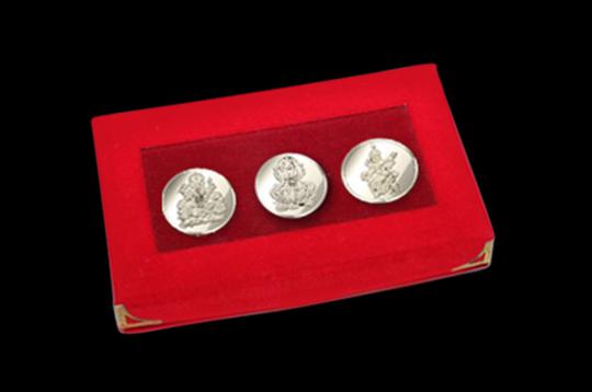 Ganesh-Laxmi-Saraswati Yantra Coin Set
