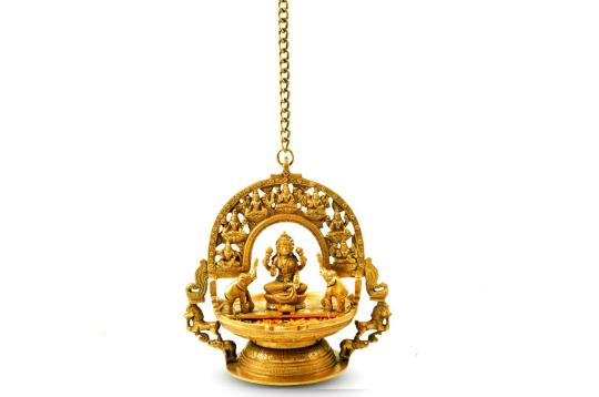 Hanging GajaLaxmi Idol with Shreeyantra in Brass