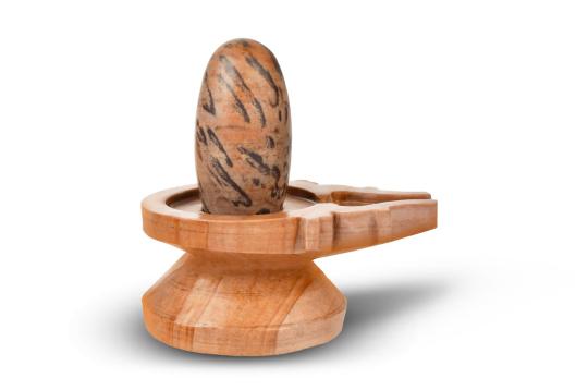 Narmada Lingam with Stone Damru Yoni Base