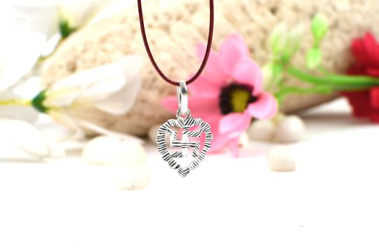 Swastik Locket with heart in pure silver