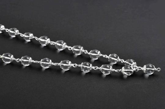 Sphatik mala in silver - 10 mm