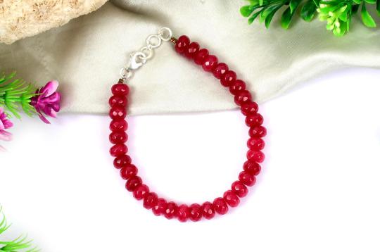 Ruby faceted Bracelet - Elliptical beads