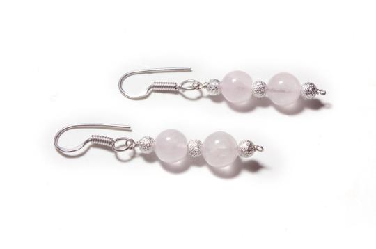 Round Rose Quartz Earrings - Design II