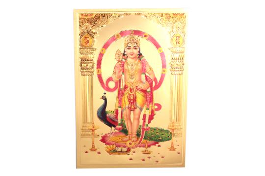 Lord Murugan Photo in Golden Sheet - Large