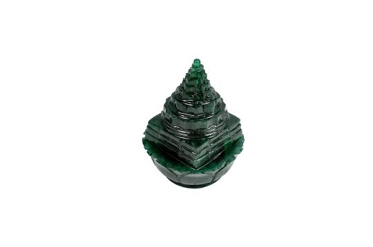 Green Jade Shree Yantra on Lotus - I