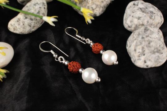 Rudraksha and Pearl Earring set