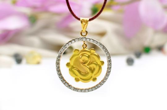 Om and Swastik Locket in Pure Gold - 3.86 gms
