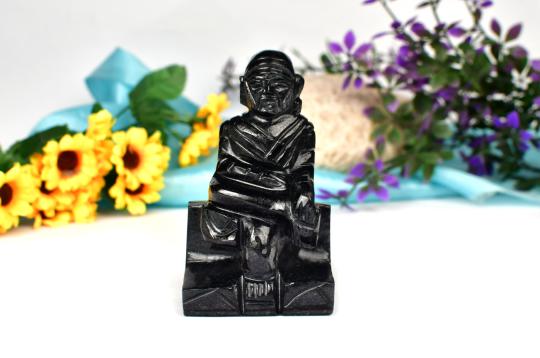 Sai Baba statue in Black Jade - 405 gms