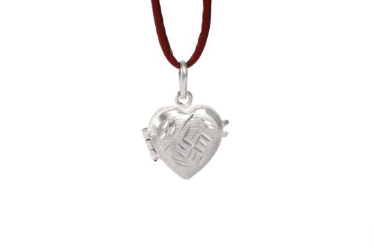 Heart Locket in pure silver - Swastik Design