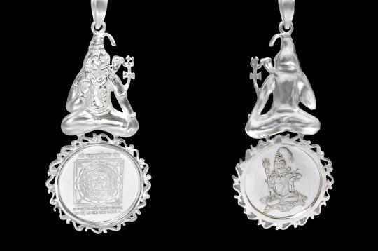 Mahamrityunjaya Shiva Yantra Locket - Silver -  Design I