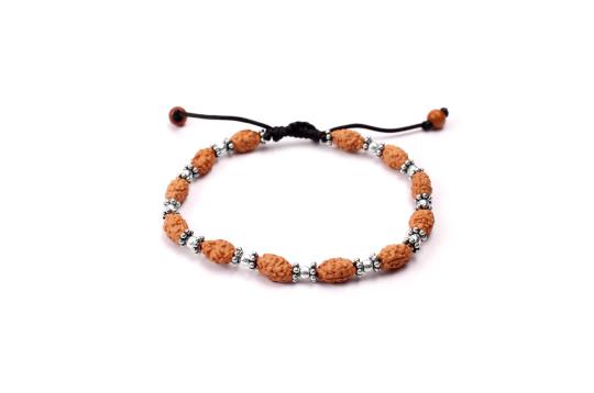 2 mukhi Moon bracelet from Java with silver balls and chakri