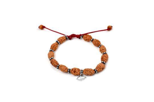 2 mukhi Moon bracelet from Java with silver chakri in thread - 14mm