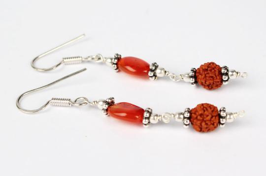 Rudraksha Carnelian Earring  