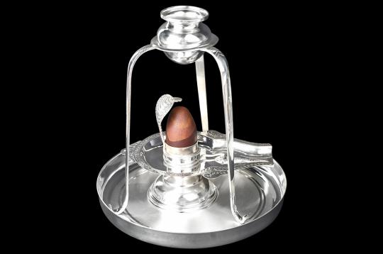 Pure Silver Abhishekam Set and Shivling with Narmada lingam