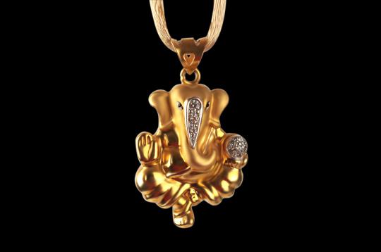 Ganesh Pendant in Gold - 4 gms