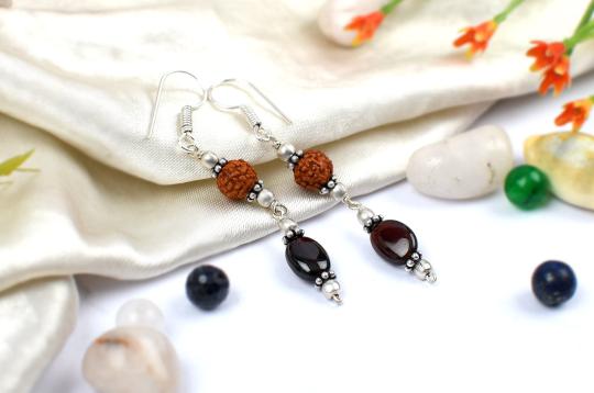 Rudraksha and Gomed Earrings