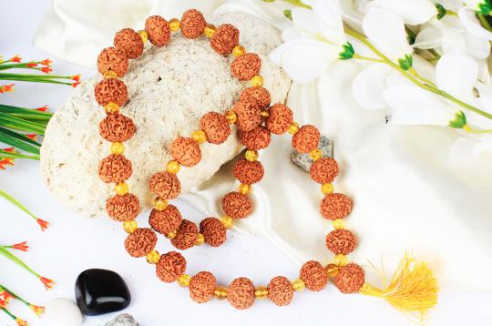 Collector 7 mukhi with Faceted Citrine mala