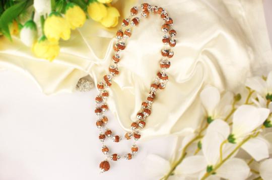 Mars Power Mala 54+1 beads in Silver with self designed caps
