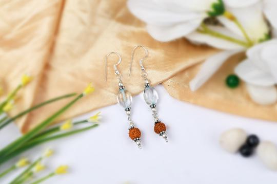 Blue Topaz and Rudraksha Earring