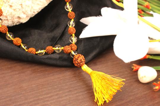 4 mukhi Java mala with Citrine beads