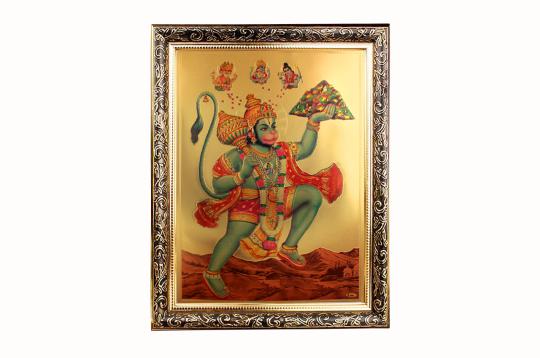 Lord Bajrangbali Photo in Golden Sheet - Large