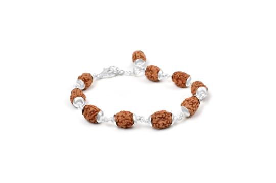 3 mukhi Mahajwala bracelet from Java with plain silver caps